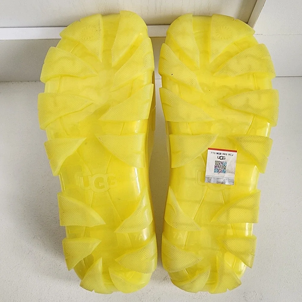UGG Women's Size 8 Jella Clear Slide Neon Bright Yellow Translucent Sandal Slide